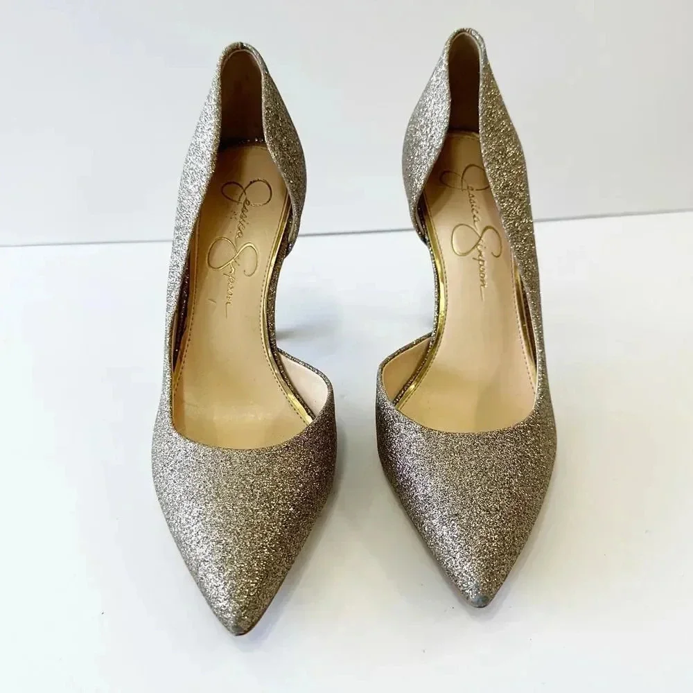 JESSICA SIMPSON Sparkly D'Orsay Party Heels Size 7.5‎